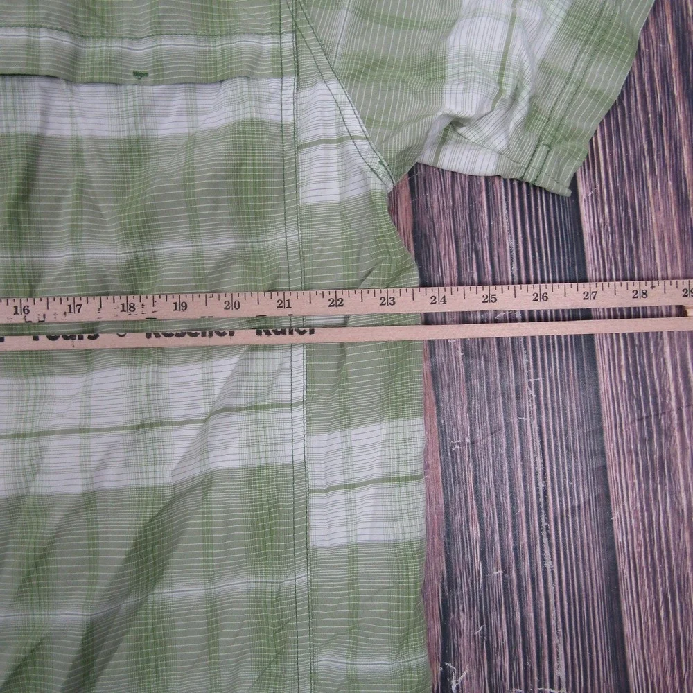 The North Face Shirt Mens XL Green Plaid Short Sleeve Button Up VaporWick Hiking
